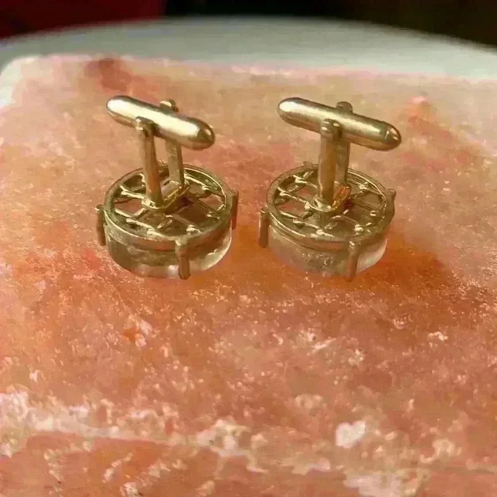 Vintage Oyster Shell and Pearl Encased in Acrylic Cuff Links